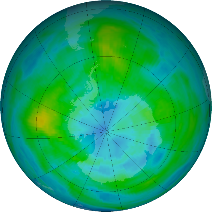 Antarctic ozone map for 31 March 1982